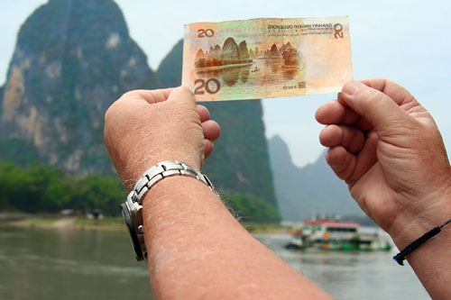 The Li River on the Chinese 20-yuan Bill