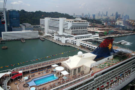 05 Cruise Ship as seen from tram, Singapore Harbor