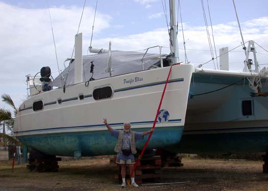 012 Pacific Bliss Strapped Down for Cyclone Protection