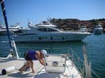 08 Stowing fenders at busy Costa Emeralda